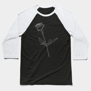 Rose Line Art Monochrome Illustration Baseball T-Shirt